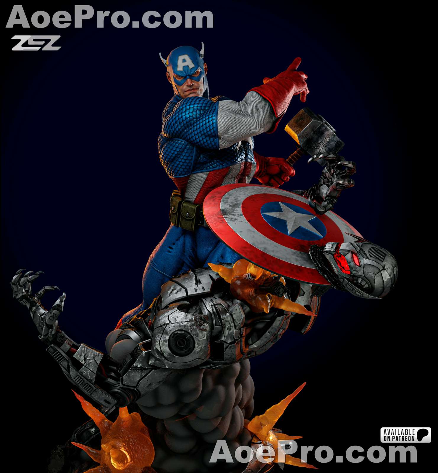 图片[2]|ZEZ Studio - Capitan America vs Ultron Sculpture and Busto – 3D PRINTABLE Figure STL - NXlfB1|NXlfB1