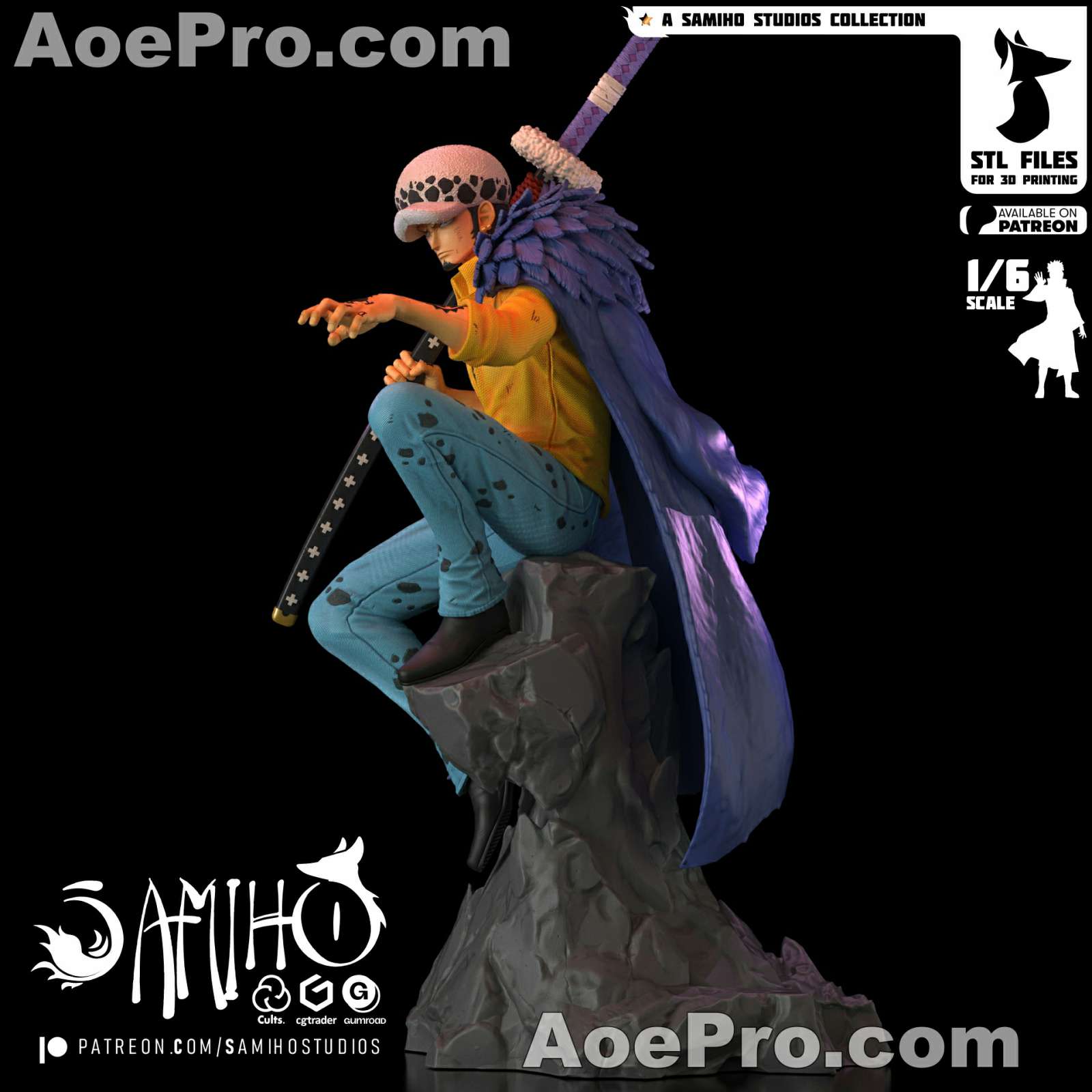 图片[2]|Samiho Studios Trafalgar Law – 3D PRINTABLE Figure STL - NXlfB1|NXlfB1